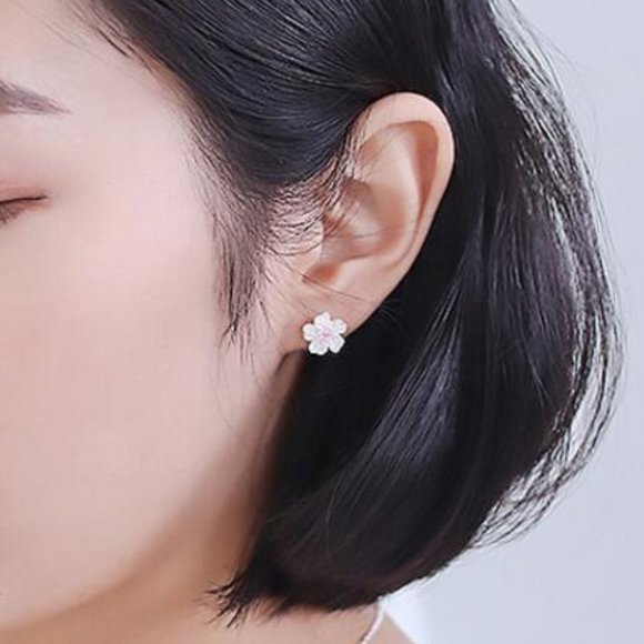 [Set of 4] NEW 925 Sterling Silver Cherry Blossom - Picture 8 of 11